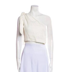 SIR. Linen One-Shoulder Crop Top
